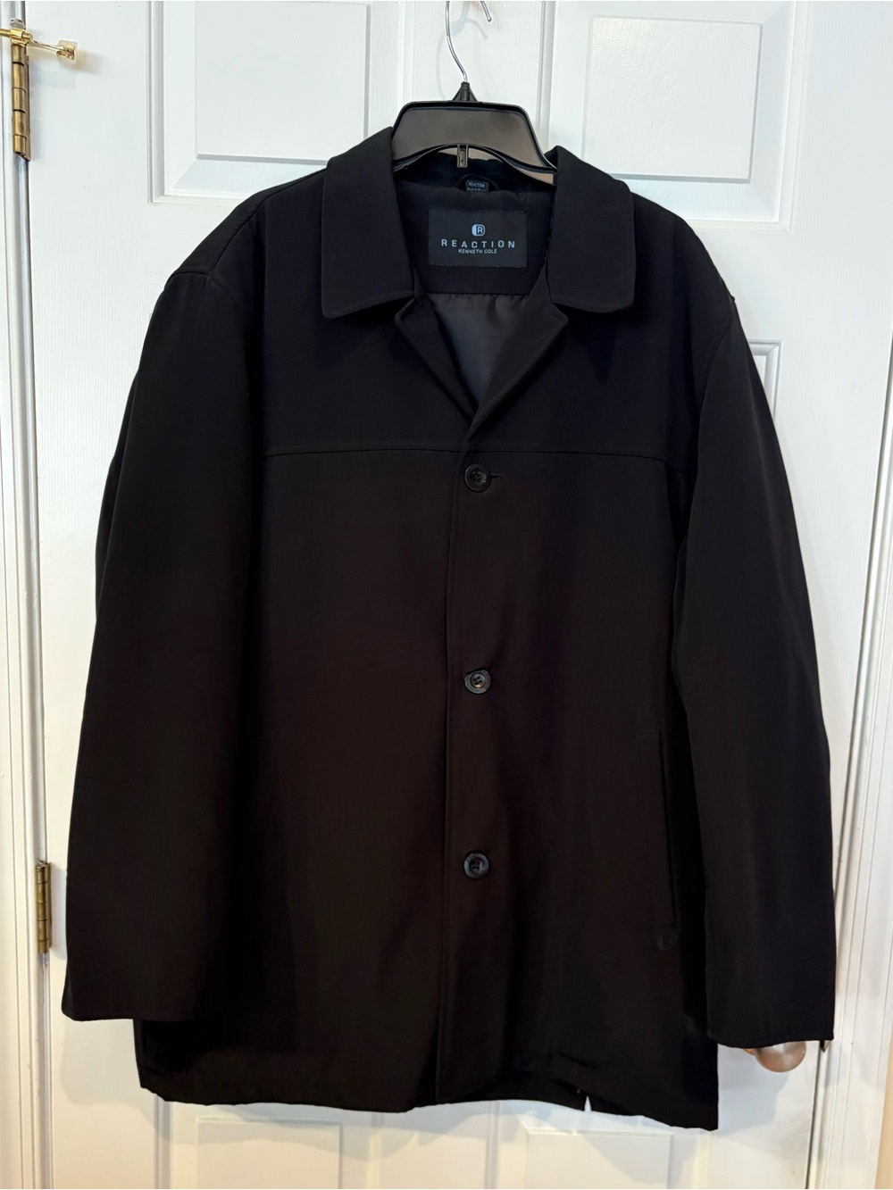 Kenneth Cole Reaction Men’s Mid Length Button Up Jacket Black Size XL